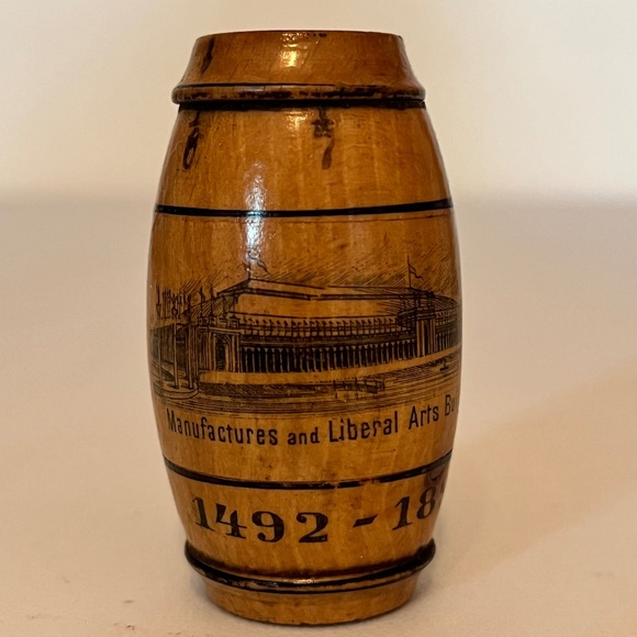 Antique Wooden Sewing Needle Barrel Case, Patented, Chicago World's Fair - Picture 2 of 9